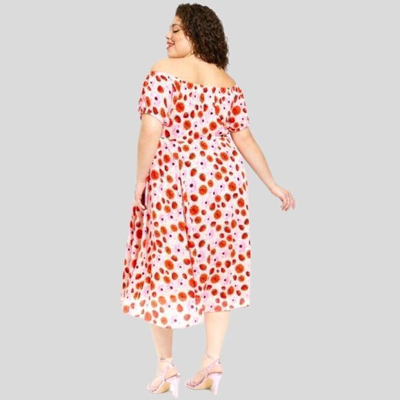 TORRID RETRO CHIC FLORAL FRUIT PUFF SLEEVE SUMMER SKATER DRESS. SIZE 1X - Picture 14 of 17